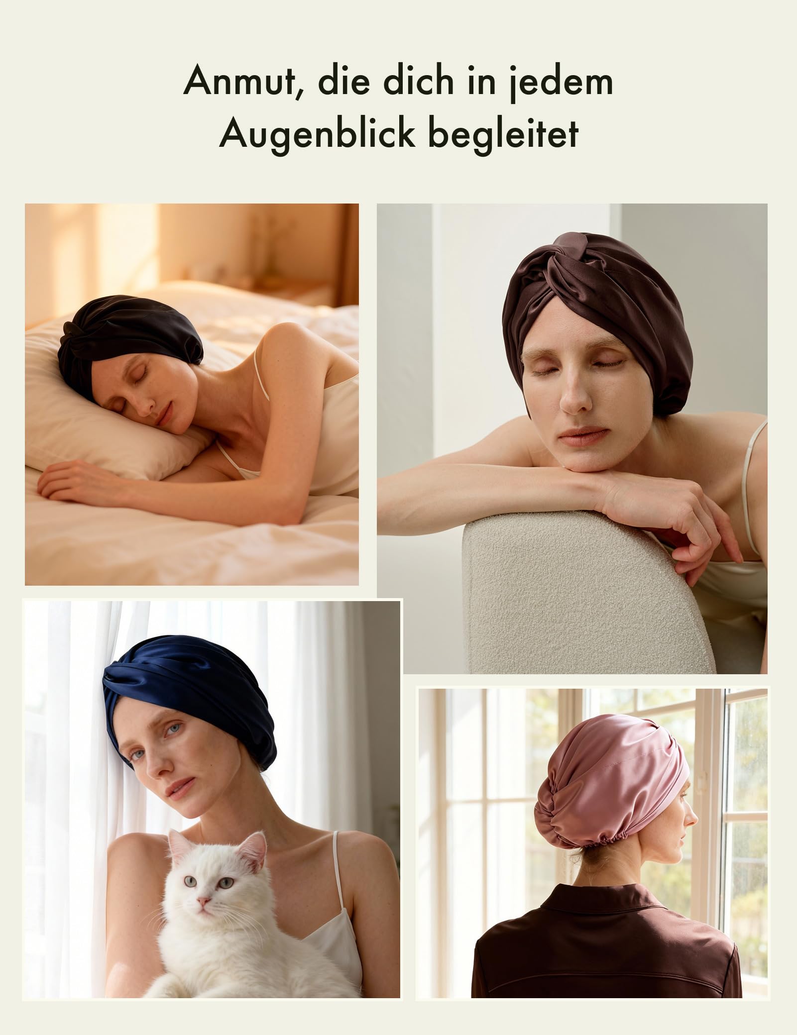 LILYSILK Berretto da donna 100% seta di gelso doppio strato lavabile in lavatrice, con schienale regolabile