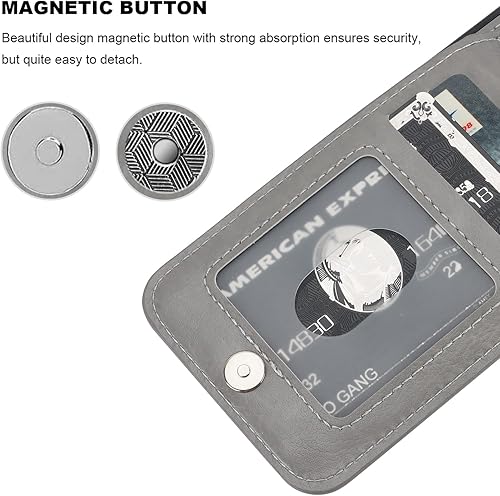 Miniatura 7 de KIHUWEY Funda compatible con iPhone 14 con soporte para tarjeta de crédito, cierre magnético de cuero de alta calidad, función atril, funda