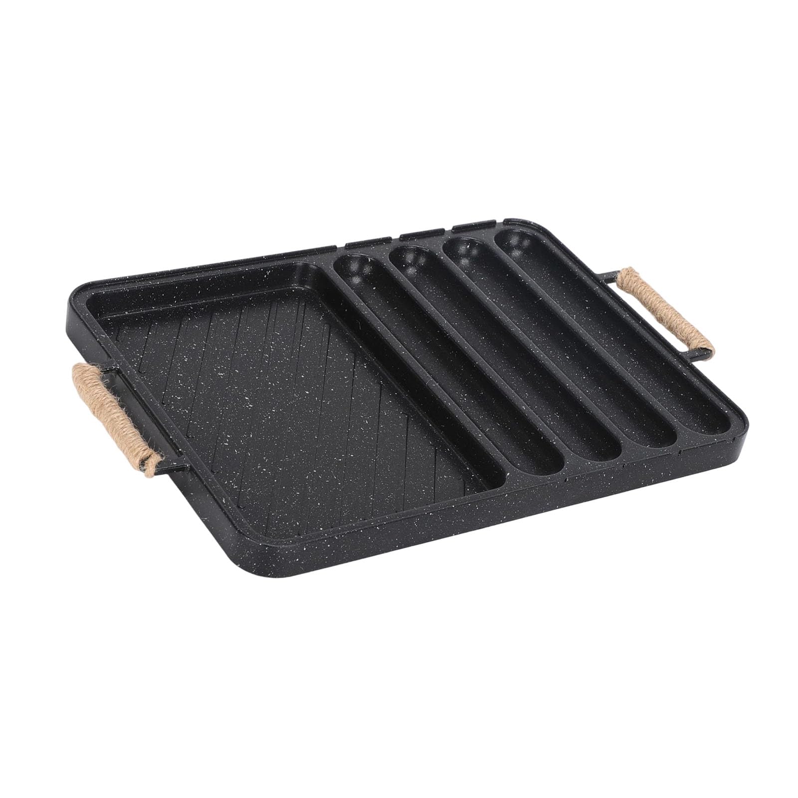 Ekoama Two Sided Metal Cooking Pan For Outdoor Camping And Backyard Barbecue Featuring Smooth Coating