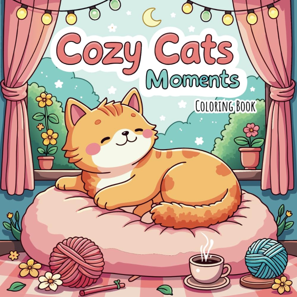 Cozy Cats Moments: Coloring Book for Adults and Teens Inspired by Hygge. Bold & Easy Designs for Stress Relief and Relaxation