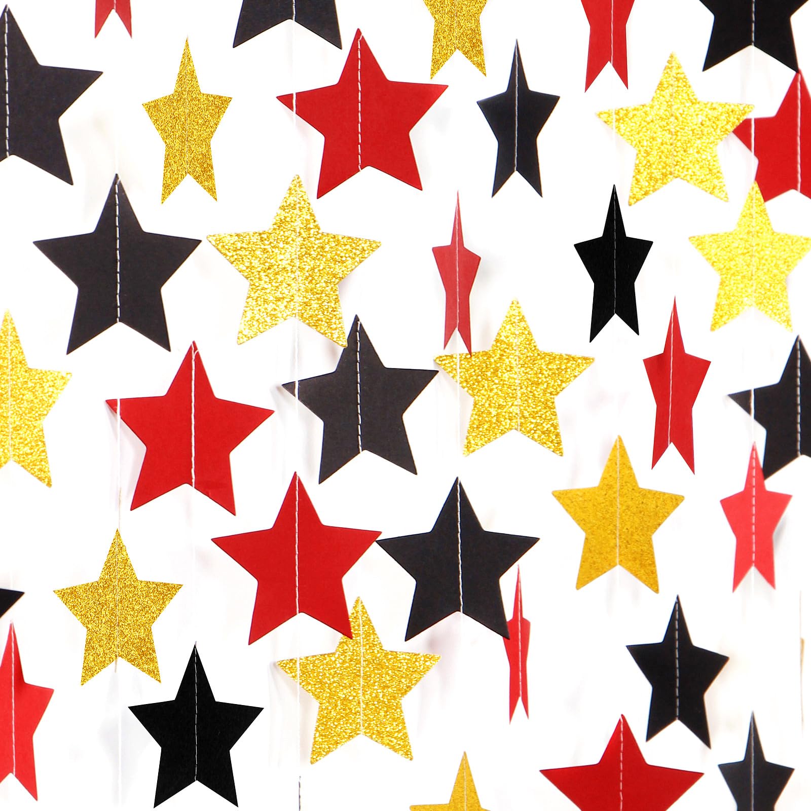 Red Black-Gold Casino Party-Decorations Garland - 62ft Twinkle Little Star Hanging Streamers Banner,Birthday Wedding Baby Bridal Shower Graduation Decor Hugtmr