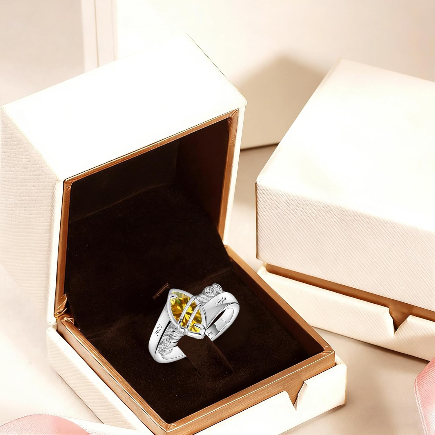 S925 Sterling Silver Personalized Birthstone Rings for Women Promise Rings for Her Mothers Ring Customized CZ Stones Wedding/Valentine's Day/Mother's Day Jewelry Gift for Mom Wife - Image 7