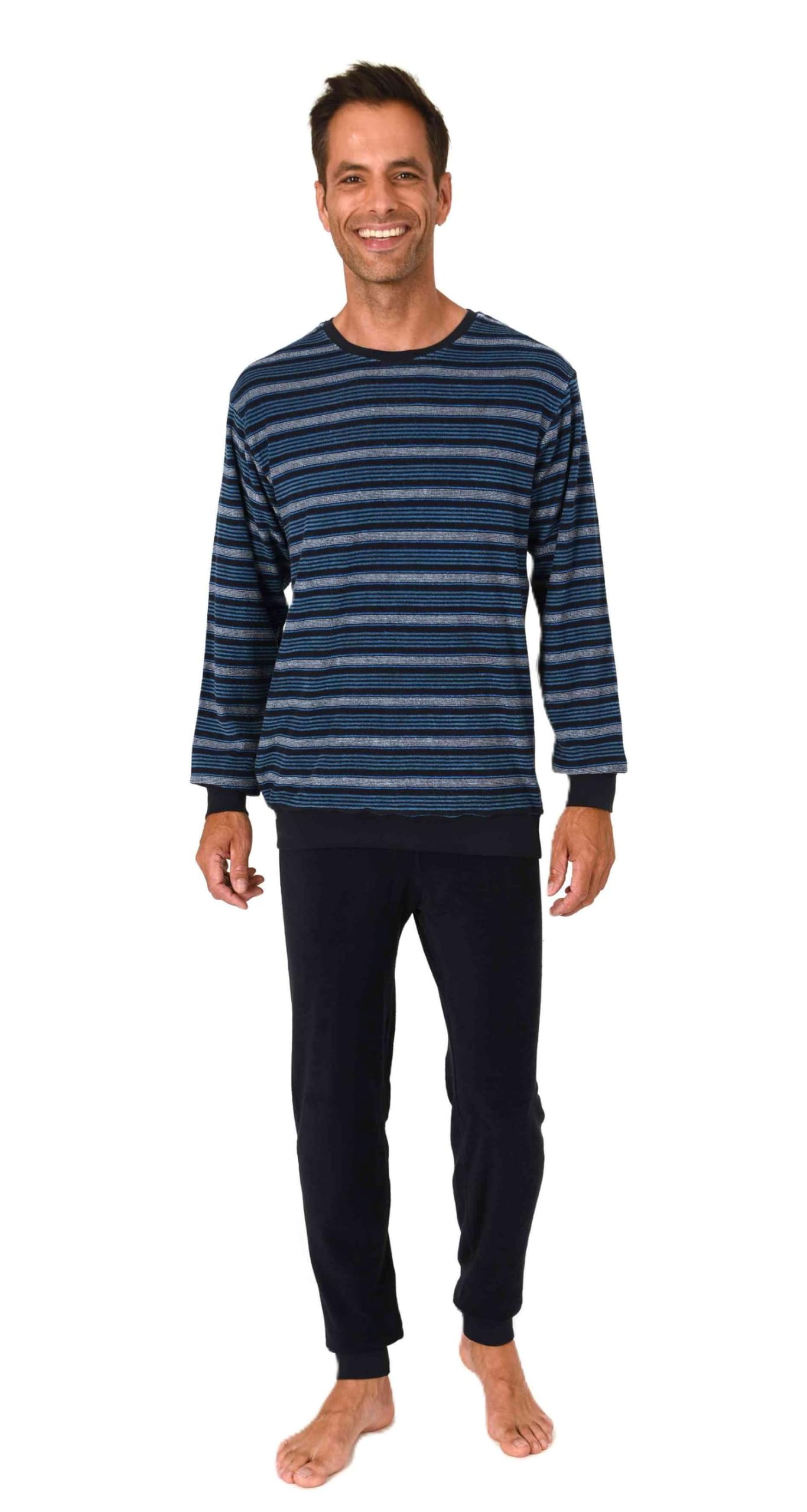 Normann Men's Terry Long Sleeve Pyjamas with Cuffs - Also Available in Plus Sizes, blue, 46