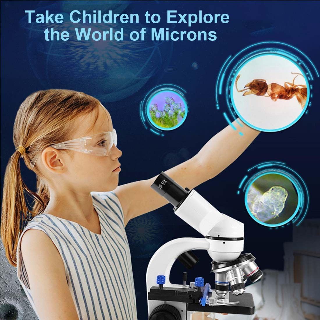 Microscopios Binoculares,Microscopios Biológicos Compuestos 40X-5000X,Microscopio con Juego De Portaobjetos De Microscopio,Microscopios Biológicos para Niños,Estudiantes,Adultos,70000X