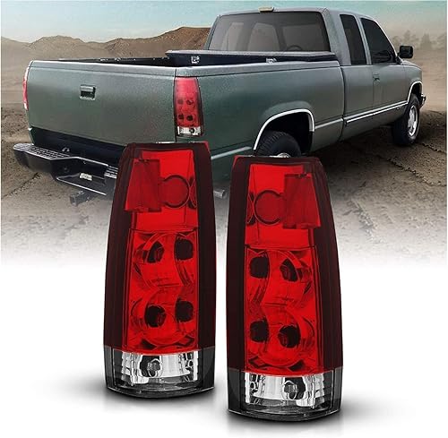 Miniatura 2 de AmeriLite Juego de luces traseras de freno de repuesto para Chevy GMC FullSize CK 1500 2500 3500 Silverado Sierra Suburban rojo cristal transparente