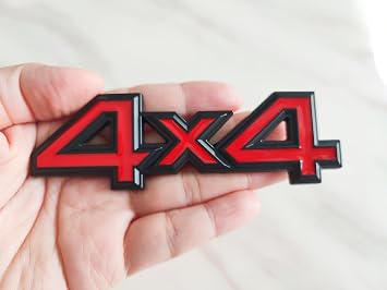 3D Decal Emblem Logo Sticker 1X4X4 Emblem Metal Sticker Suitable for Car Truck Pickup Black Red