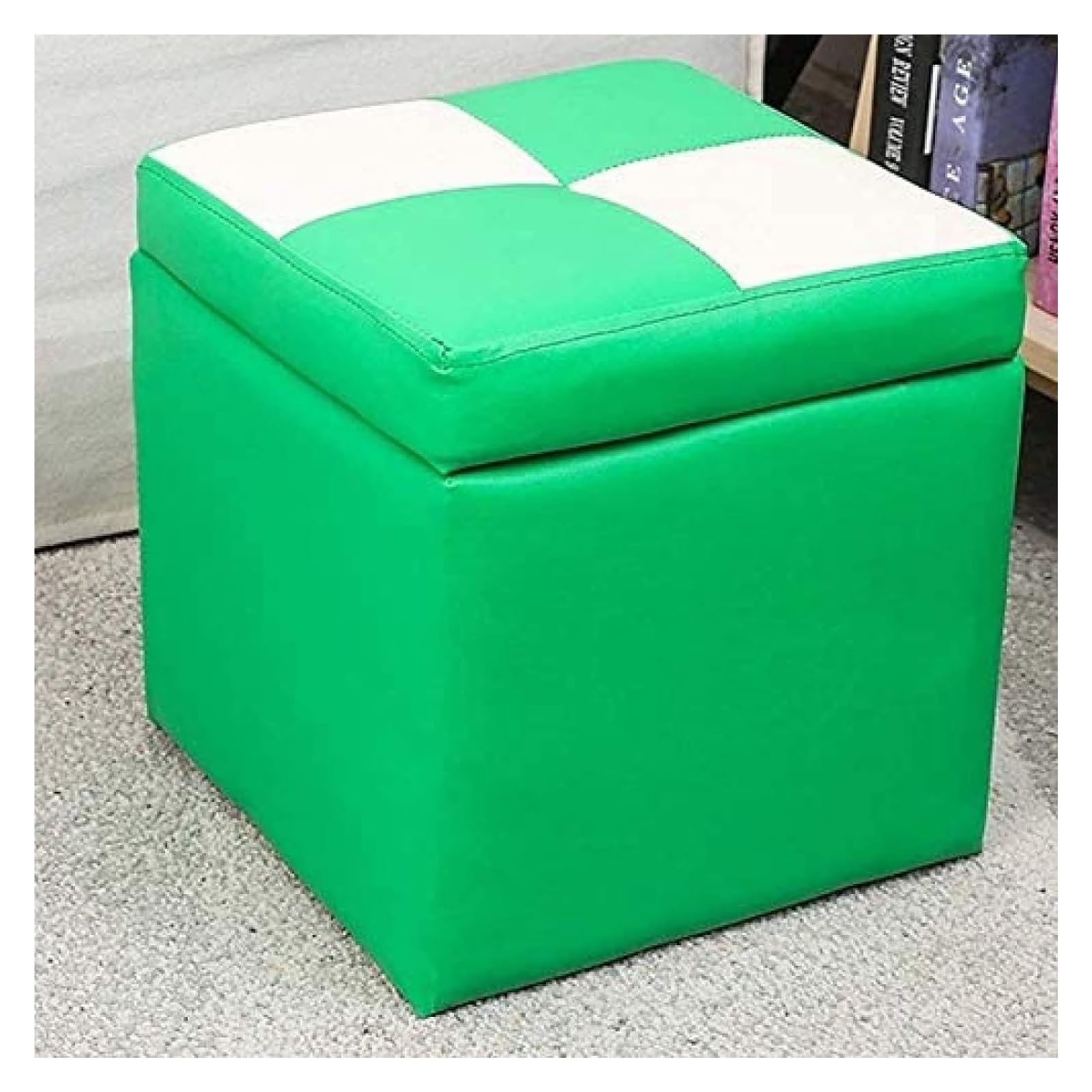 Pouf de rangement en similicuir avec range-chaussures discret 30x30 cm