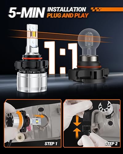 Vista 50 de SEALIGHT Bombillas LED antiniebla H11 o DRL, 600 % de brillo antiniebla LED para automóviles, iluminación de 360°, 6500 K, blanco frío, 4.0 chips