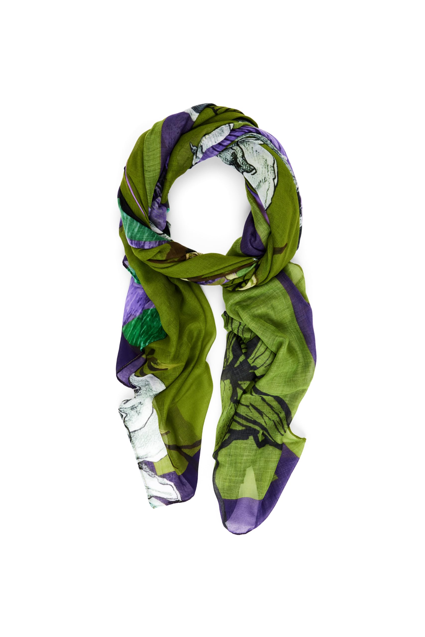 Desigual Schal Foulard Flowers Lacroix Rectangle Moss grün