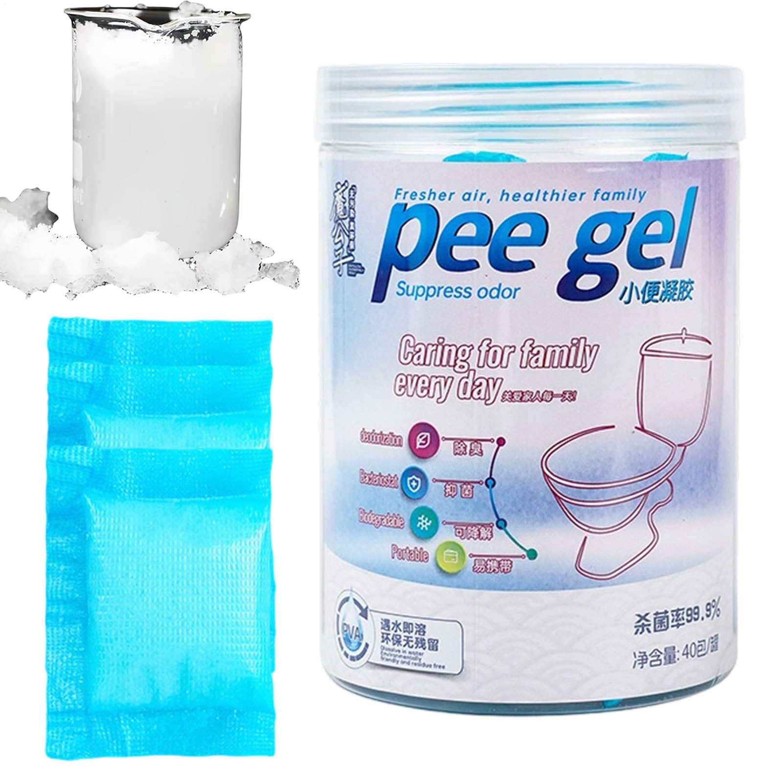 60 Camping Toilet Gel Sachets - Portable Urine Absorbent Powder | Odour Neutralizer Fast Action | Hygiene Packages Waterproof Travel Hiking Trekking | Solidifying Roads Boats Flights A