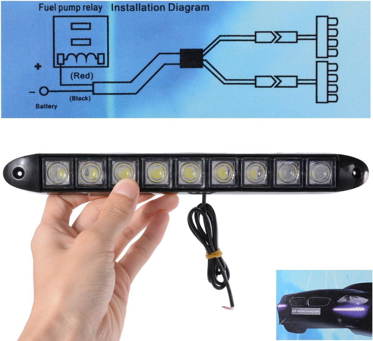 XCSOURCE 2x Car Vehicles 9LED Daytime Running Light DRL Kit Fog Lamp Day Driving Daylight