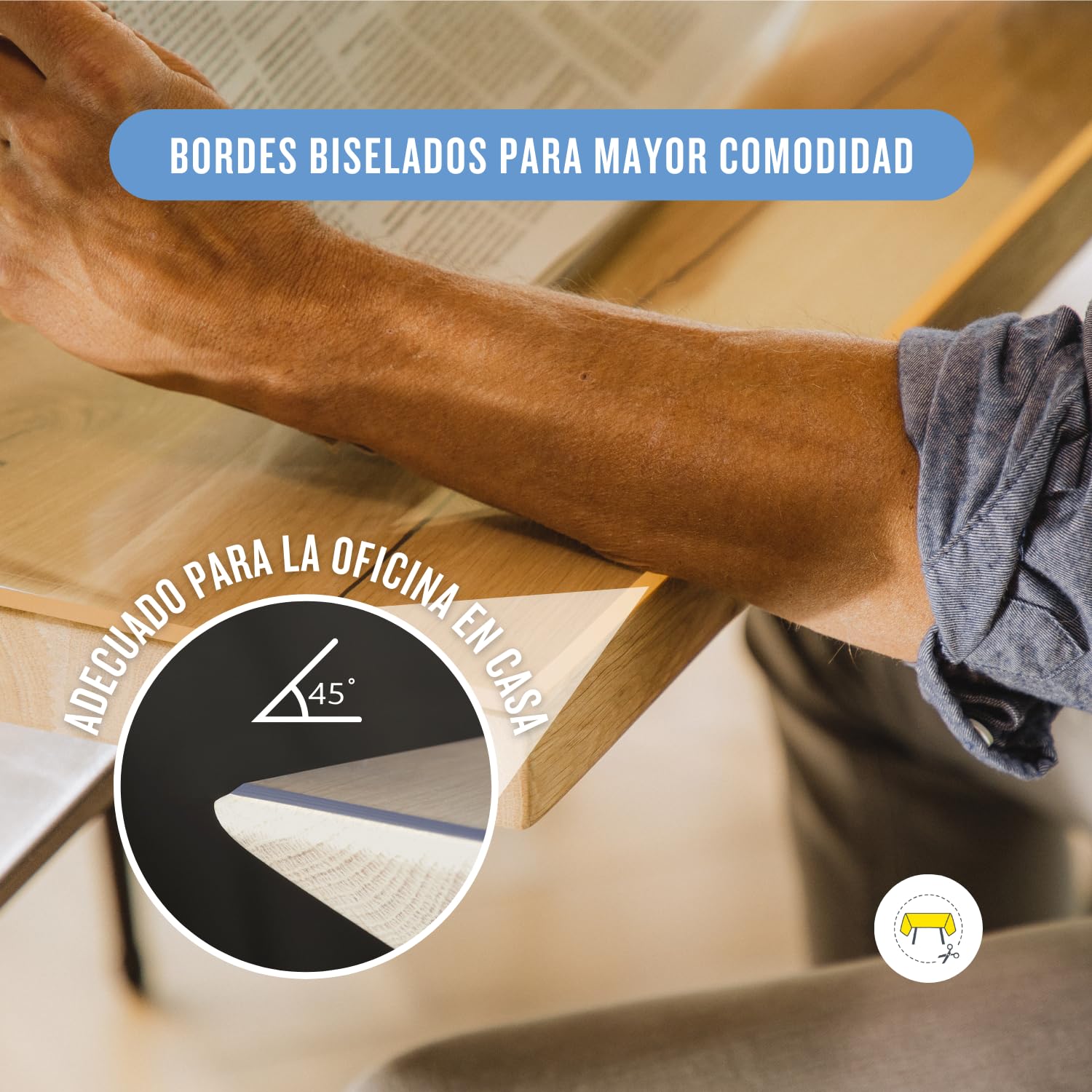 Trente Protector de Mesa Transparente 90 x 140 cm - 2mm - con Borde Oblicuo - Mantel Transparante Antimanchas - Plastico Protector Mesa PVC - Mantel Impermeable - Differentes Tamaños