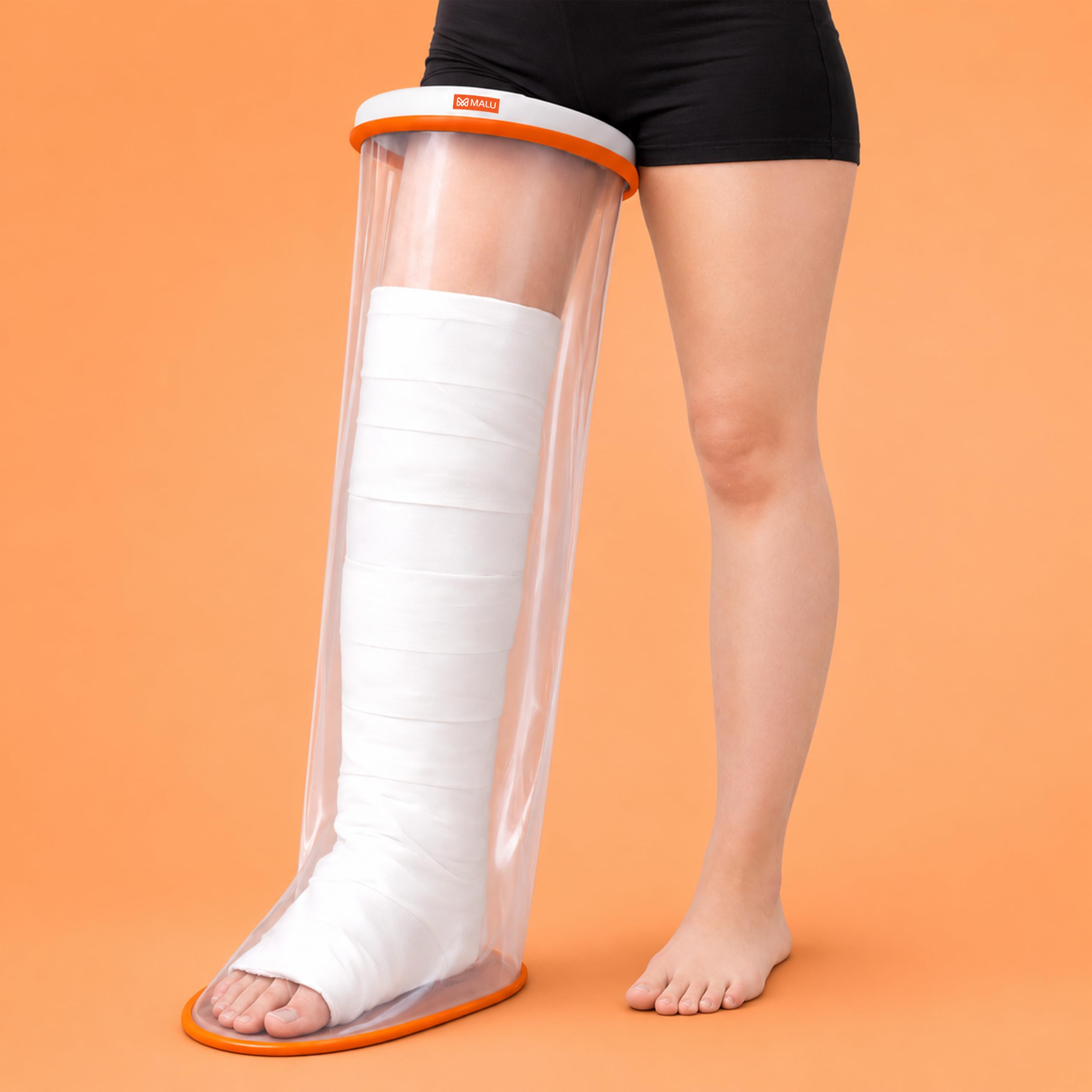 MALU HEALTHCARE Waterproof Leg Cast Cover for Shower & Bath | Reusable Adult Cast Protector | Leak-Proof Silicone Seal | Cast Cover for Shower Leg, Knee, Surgery & Fracture Recovery
