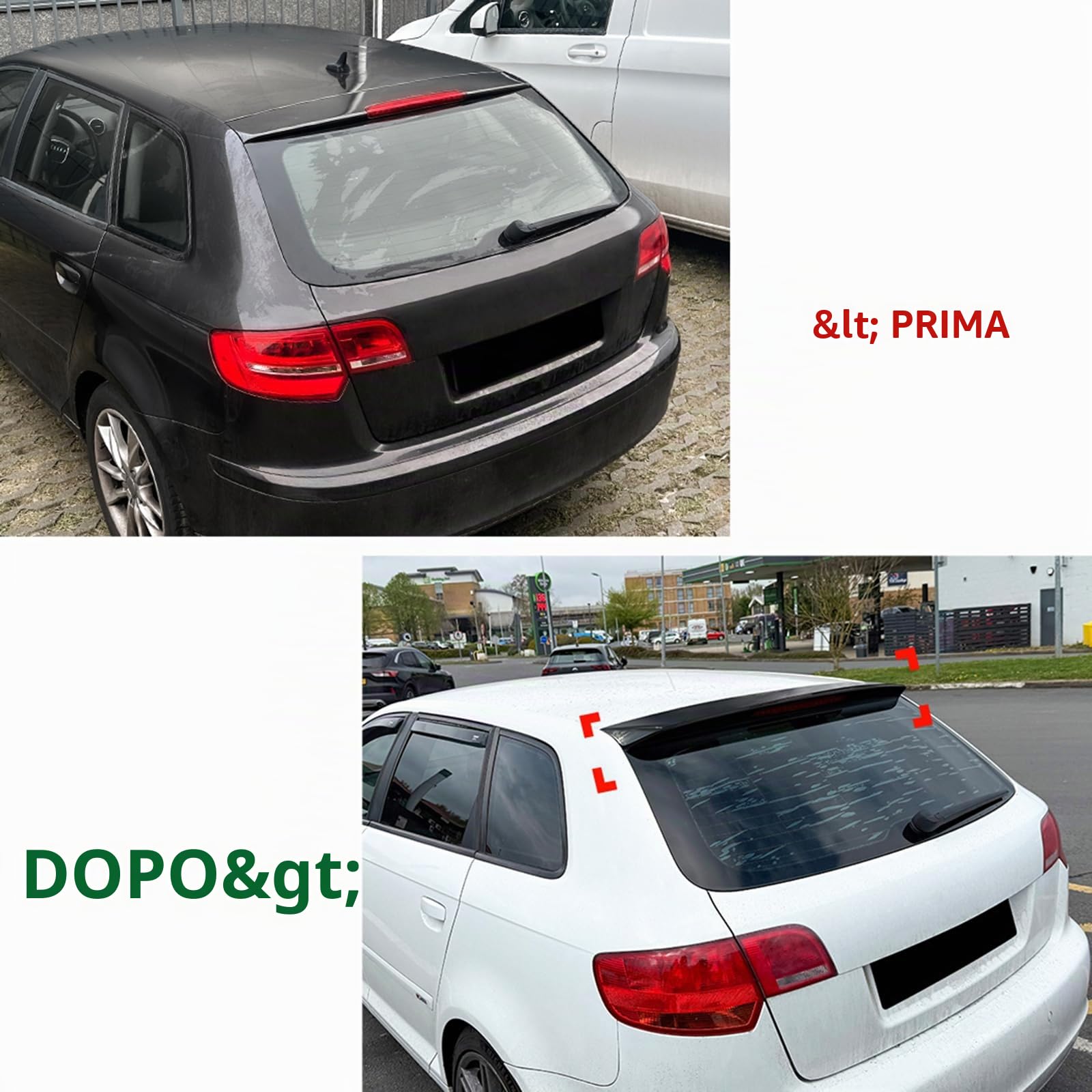 Spoiler per portellone posteriore con alettone per Audi A3 8P 2004-2013 Base Nero