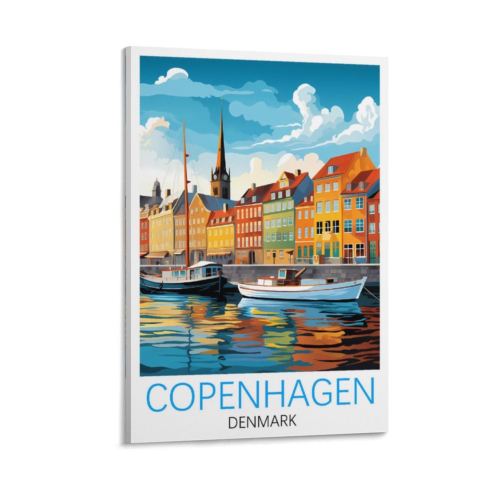 Orbana Frame-Style Copenhagen Denmark Vintage Travel Posters 20X30inch(50X75cm) Canvas Print For Living Room, Bedroom, Dorm, Home, Office Wall Decoration