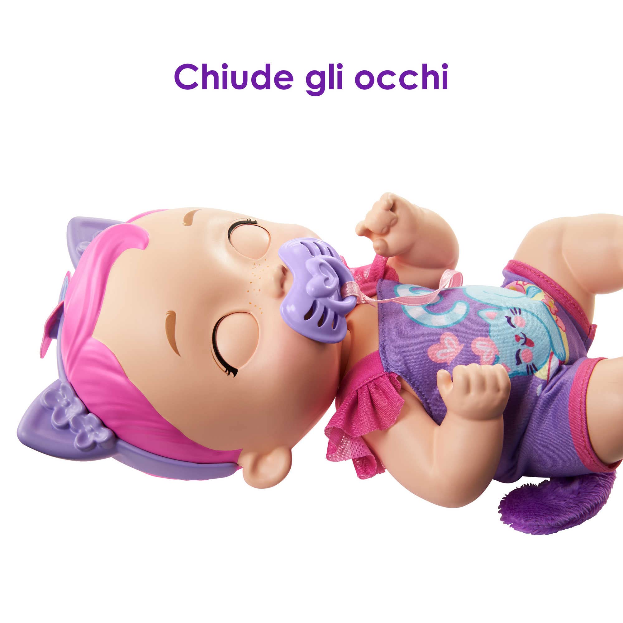 My Garden Baby Gattina Pappa e Nanna - Bambola interattiva viola da 30,5 cm, con oltre 20 suoni e 5 accessori, Giocattolo e regalo per Bambini 3+ Anni, HHP28