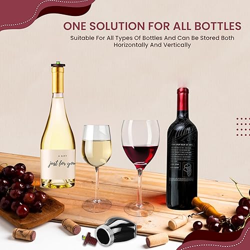 Miniatura 3 de Tapón inteligente recargable para botella de vino y conservador con 2 tapones, mantiene el vino fresco durante 3 semanas, bomba de vacío automática