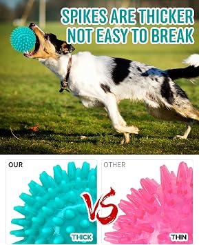Pweituoet 4.5'' Squeaky Spikey Dog Balls