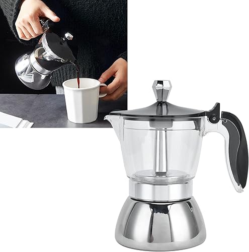 Miniatura 8 de Pilipane Cafetera para estufa, cafetera percoladora (4 tazas) para estufa de gas o cerámica eléctrica, camping, manual cubano, cafetera de camping