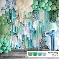 Vista 2 de PartyWoo Serpentinas de papel crepé verde salvia, 4 unidades, 328 pies, paquete de serpentinas de papel crepé verde oliva eucalipto arena blanco