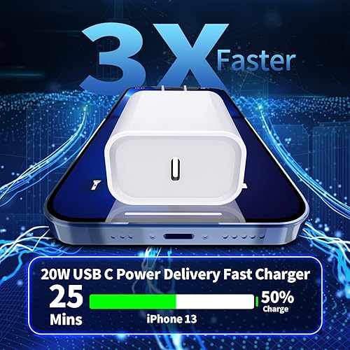Vista 20 de [Apple MFi Certified] iPhone 14 Charger Fast Charging, Rombica 4Pack 20W USB C Power Adapter Type C Wall Charger Block with 6FT Type-C to Lightning
