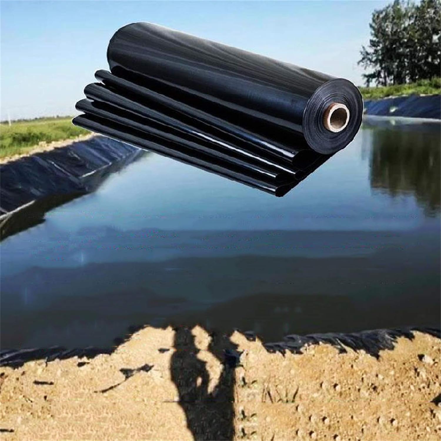 Heavy-Duty Waterproof Tarpaulin Black HDPE Pond Liner - Puncture & Tear Resistant Tarp for Fish, Flexible Pre-Cut Pond Cover for Ponds, Lakes, Waterfalls & Water Gardens