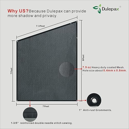 Miniatura 6 de Dulepax Parasol lateral para toldo de RV - 9'X7' - Pantalla lateral de segunda generación para toldo de RV mejora significativamente la sombra