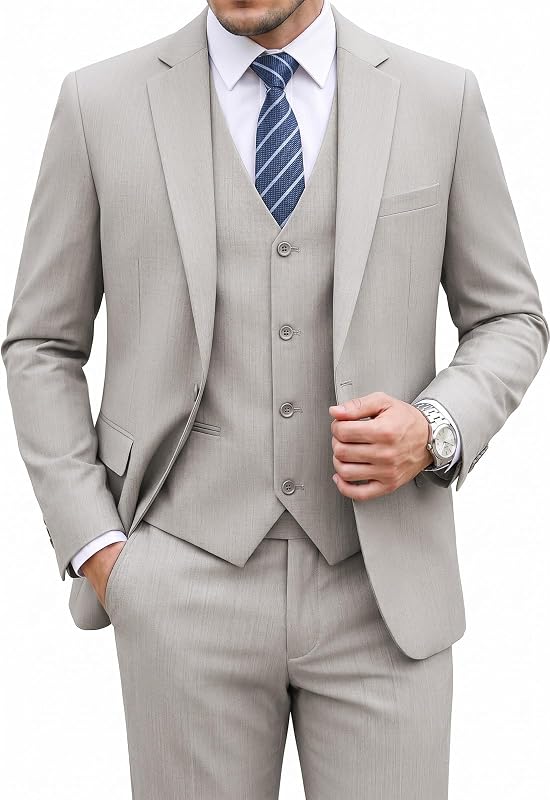 Mens 3 Piece Suit Set Slim Fit Tuxedo for Wedding, Business