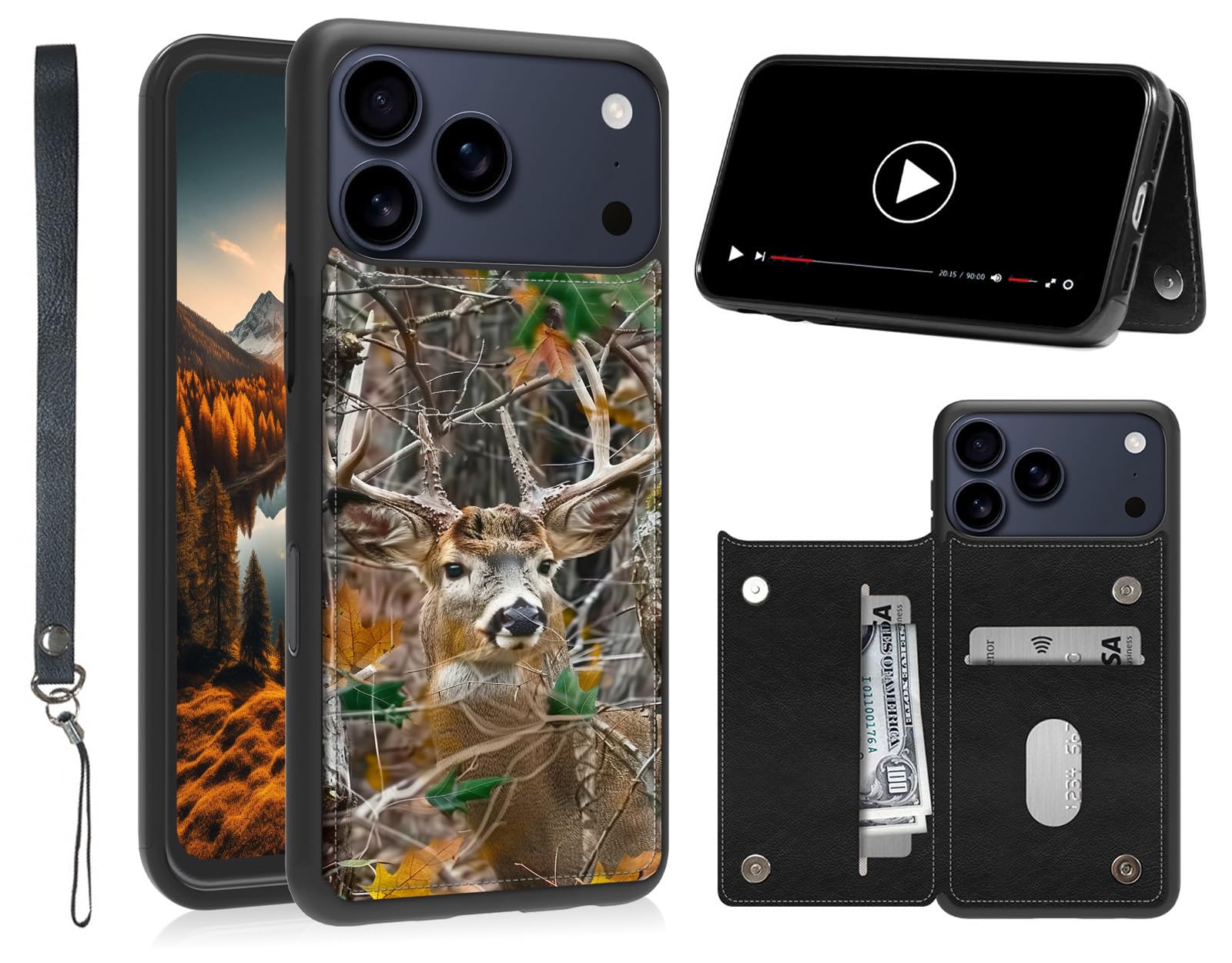iPhone17pro max ケース Amazon.com: for iPhone 17 Pro Max Wallet Case with Wrist Strap, PU