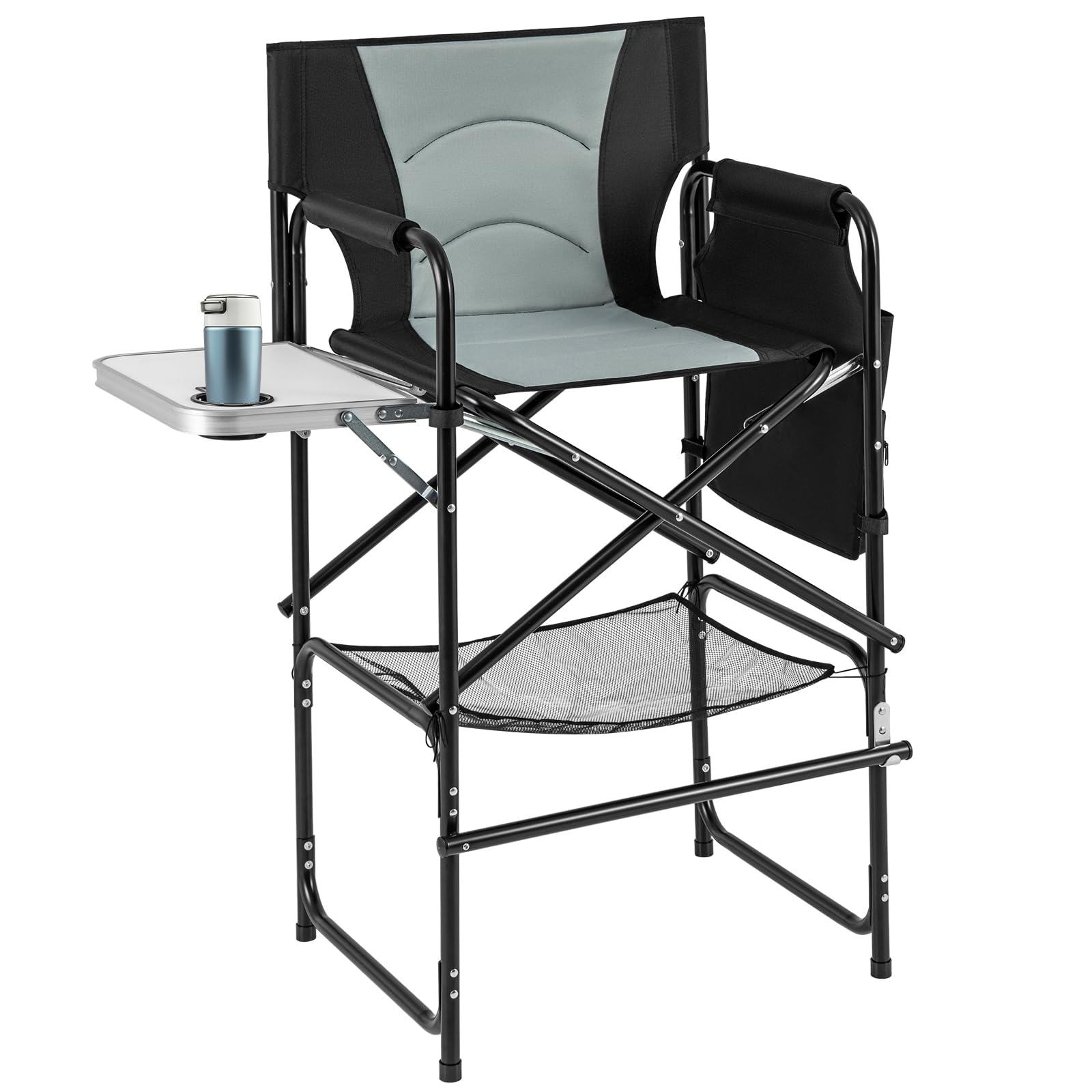 KOTEK Tall Directors Chair with 31" Seat Height, Portable Camping Chair with Side Table, Cup Holder, Storage Pocket & Footrest, 330 lbs Capacity,