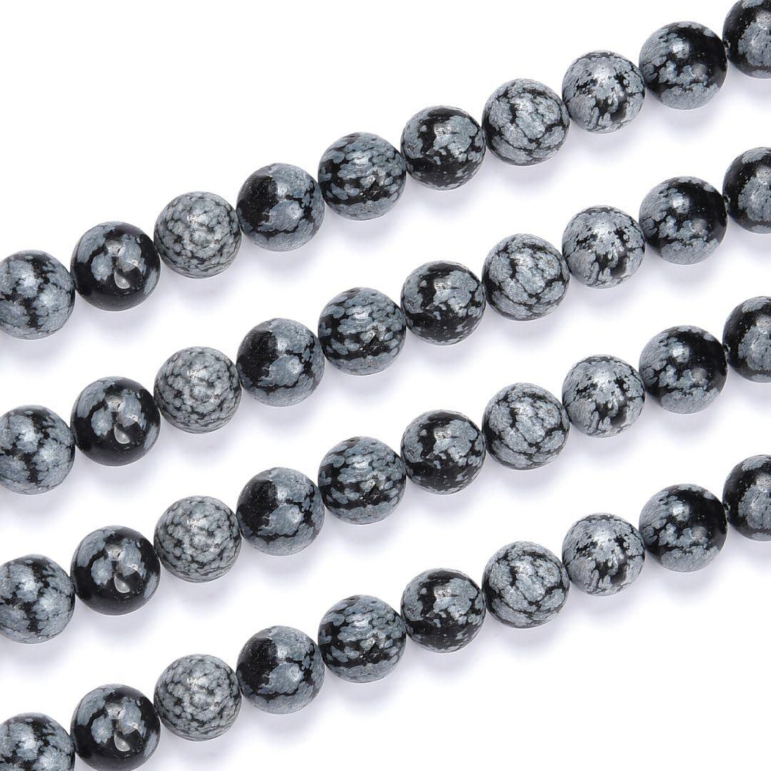 60pcs Adabele Natural Snowflake Obsidian Gemstone 6mm Round Beads