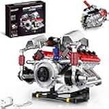 Suplanet V8 Engine Model Kit That Works with LED Light and APP Control, Collectible Set for Adults, Visible Car Engine Building Engineering STEM Projects for Kids Boys (700 PCS)