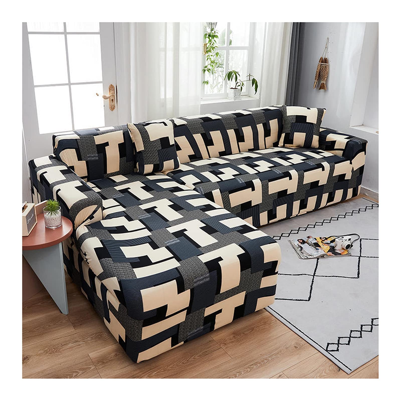 Housse canapé 1 place géométrique 90-140cm pour protéger et relooker un fauteuil avec élégance
