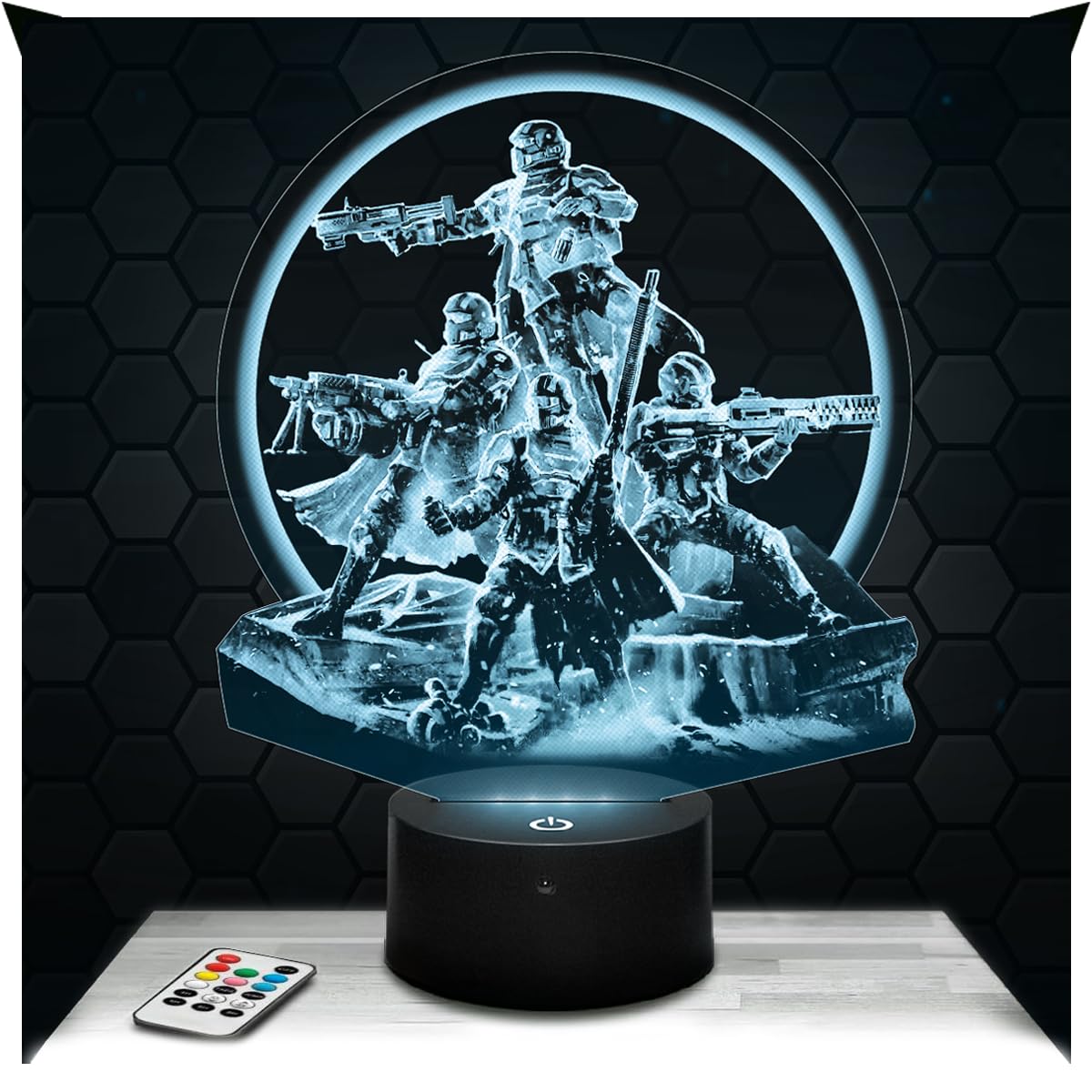 Lampephoto.fr - 3D Lamp Hell Divers 2, Video Game Geek Gift for Men, Gamer, Touch LED Night Light, 3D Hologram Effect, Christmas Birthday Gift Idea for Men and Women, Bedroom Decoration Object