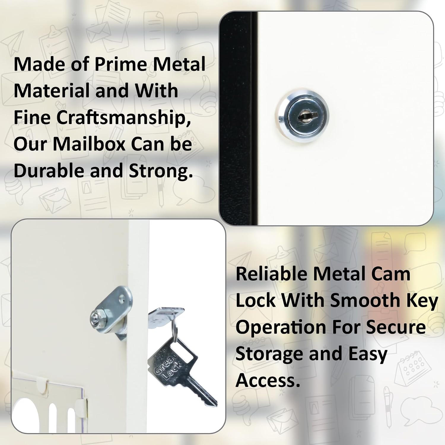 MECHDEL Wall Mount A4 Size Letter Box/Mail Box/Suggestion Box/Complaint Box for Office/Post Box for Home gate with Clear Window View & Secure Key Lock - (Black & Ivory)| Made in India 7