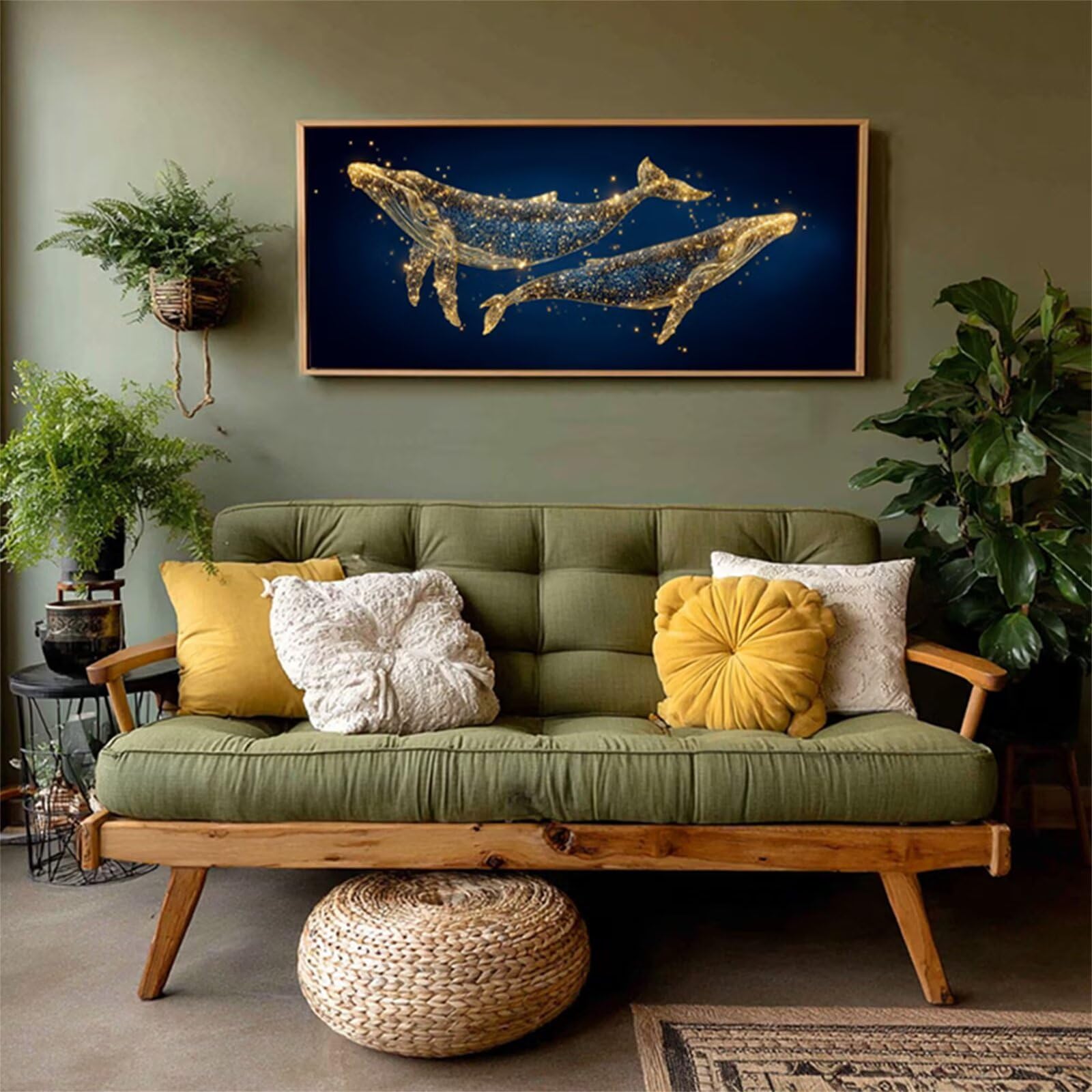 Dipingere con i Numeri Adulti Balena, Arte Paint by Numbers Kit, Fai Da Te Passatempo per Adulti Kit, Dipingere con i Numeri con Pennelli e Vernice Acrilica, Inverno Decorazioni Casa, 160x70cm 4-5852