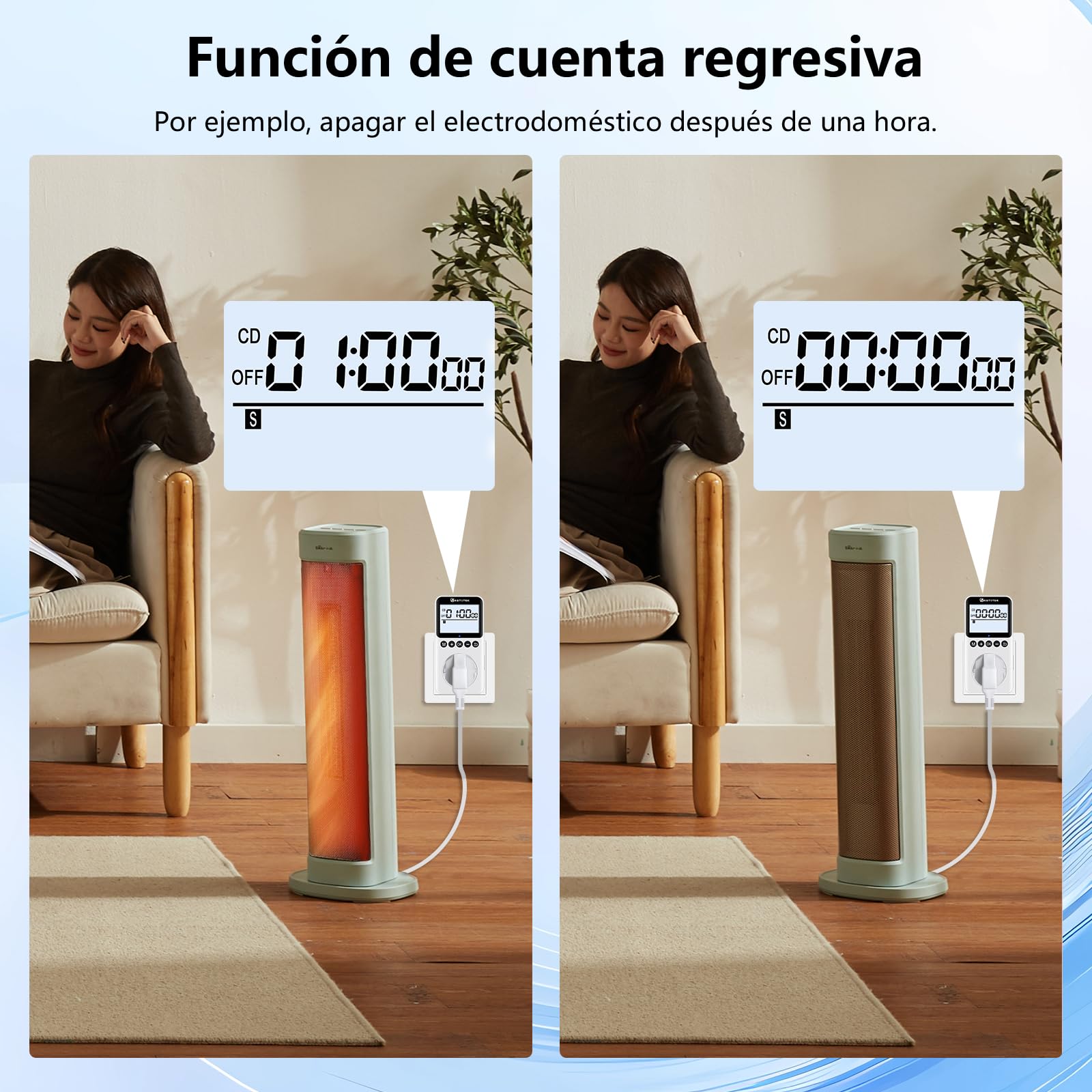 KETOTEK KTTS02 Temporizador digital con retroiluminación, interruptor de ciclo continuo, cuenta regresiva, temporizador interno para lámparas, acuario (16 A, 230 V, 3680 W)