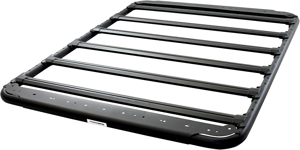 Go Rhino SRM 500 Flat Platform Roof Rack & Clamps | Aluminum, Textured Black, L: 65" x W: 52" | 5935065T | Mounts to Most Cross Bars