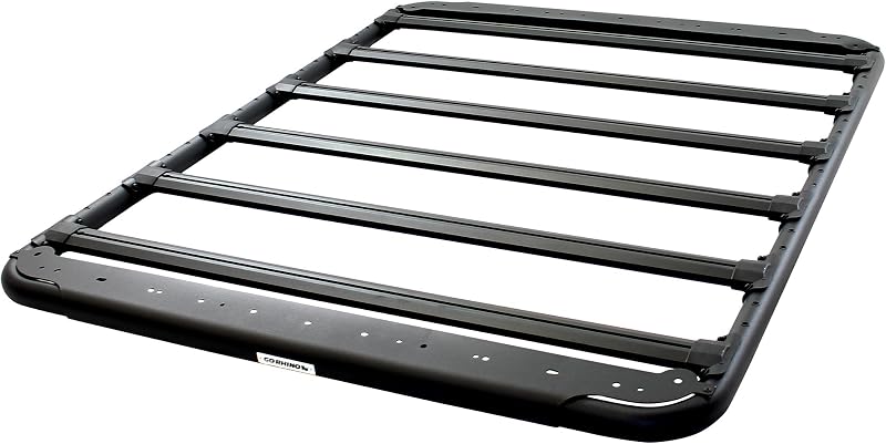 Go Rhino SRM 500 Flat Platform Roof Rack & Clamps | Aluminum, Textured Black, L: 65" x W: 52" | 5935065T | Mounts to Most Cross Bars