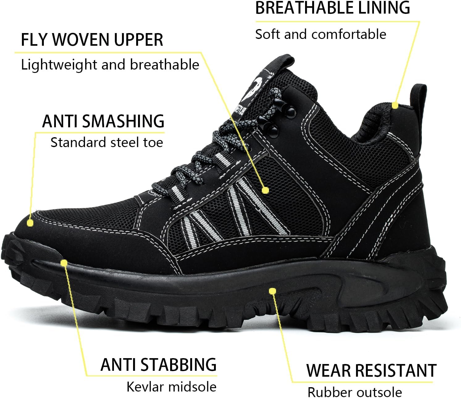 Steel Toe Work Shoes for Men and Women Lightweight Comfortable Industrial & Construction Outdoor Work Safety Boots