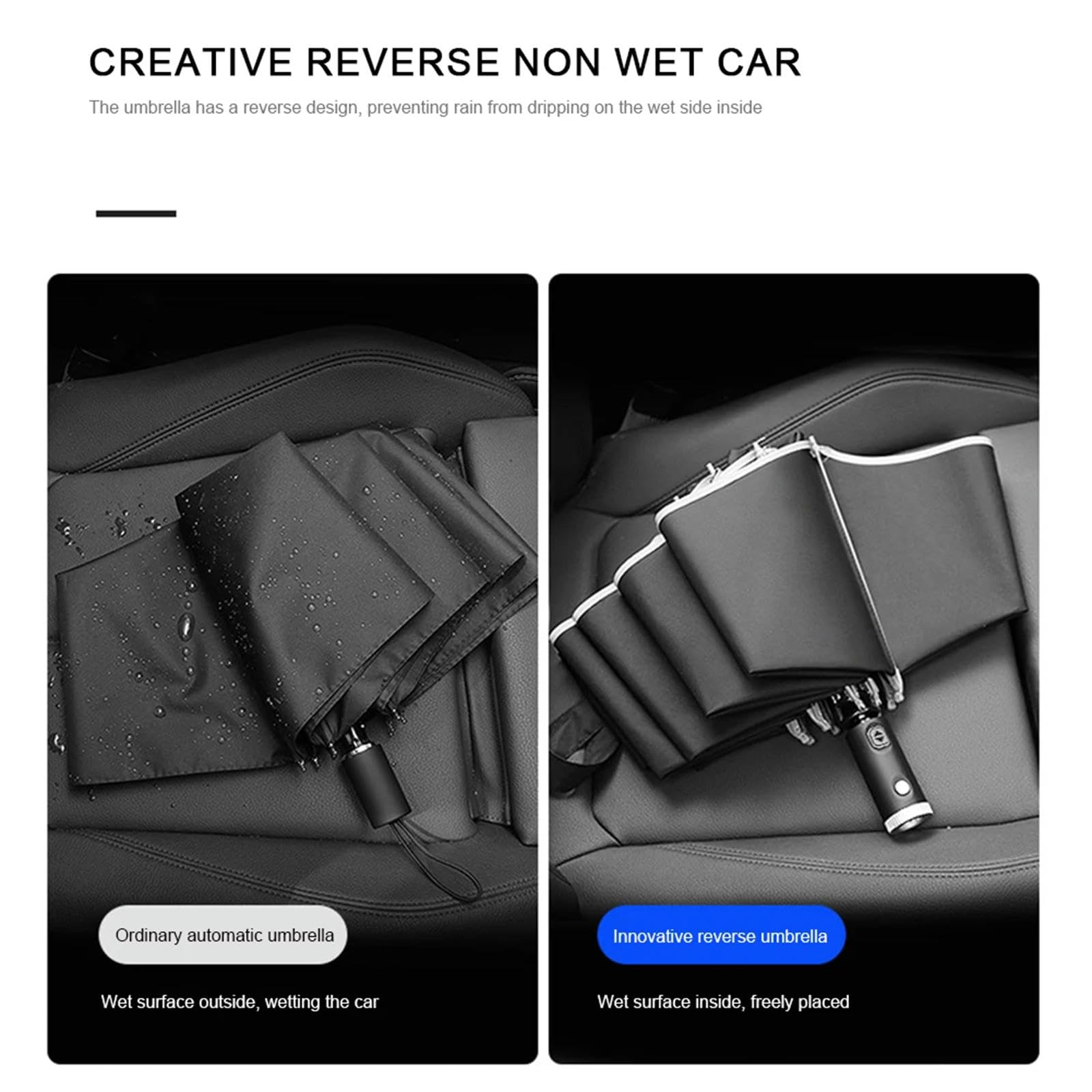 Ombrello Ombrello Da Viaggio Completamente Automatico Con Luce Led Con Ombrelli Uv Riflettenti Della Striscia