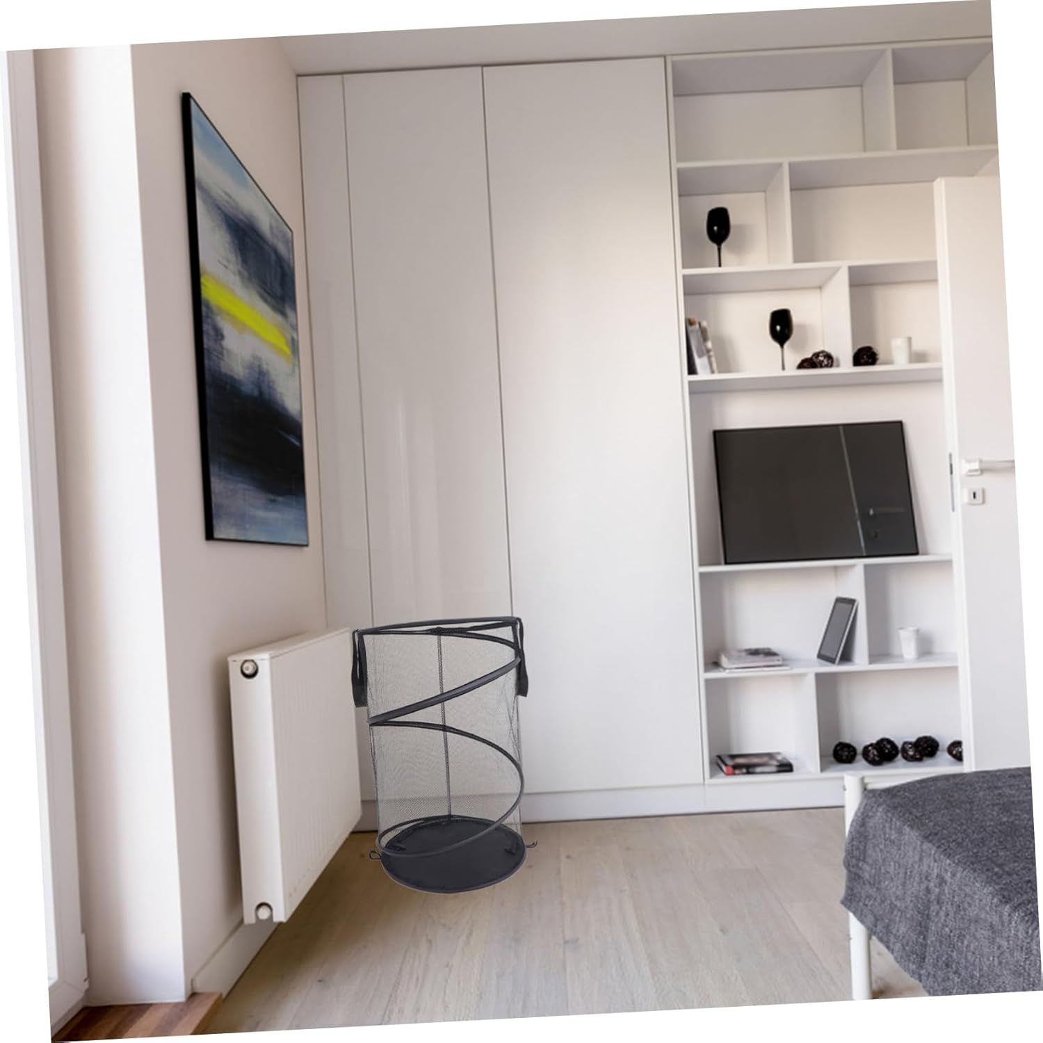 VICASKY Collapsible Large Capacity Laundry Hamper with Handles Breathable Mesh Clothes Storage Basket for Home Steel Wire Polyester Material Organizer for Dirty Clothes and Blankets