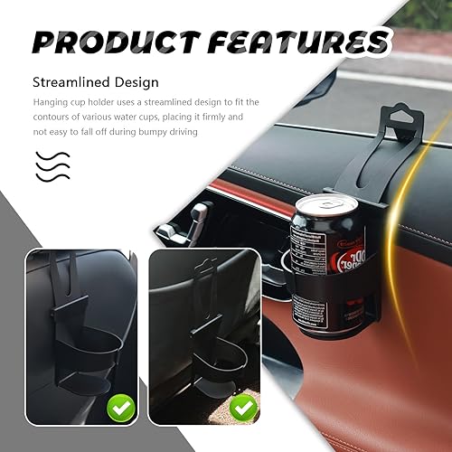 Miniatura 5 de 2 portavasos colgantes para automóvil, multiusos, para puerta de automóvil con diseño antideslizante aerodinámico y dentado, portavasos universales