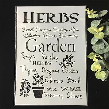 TIAMECH A4 Reusable Herbs Garden Stencil for Painting