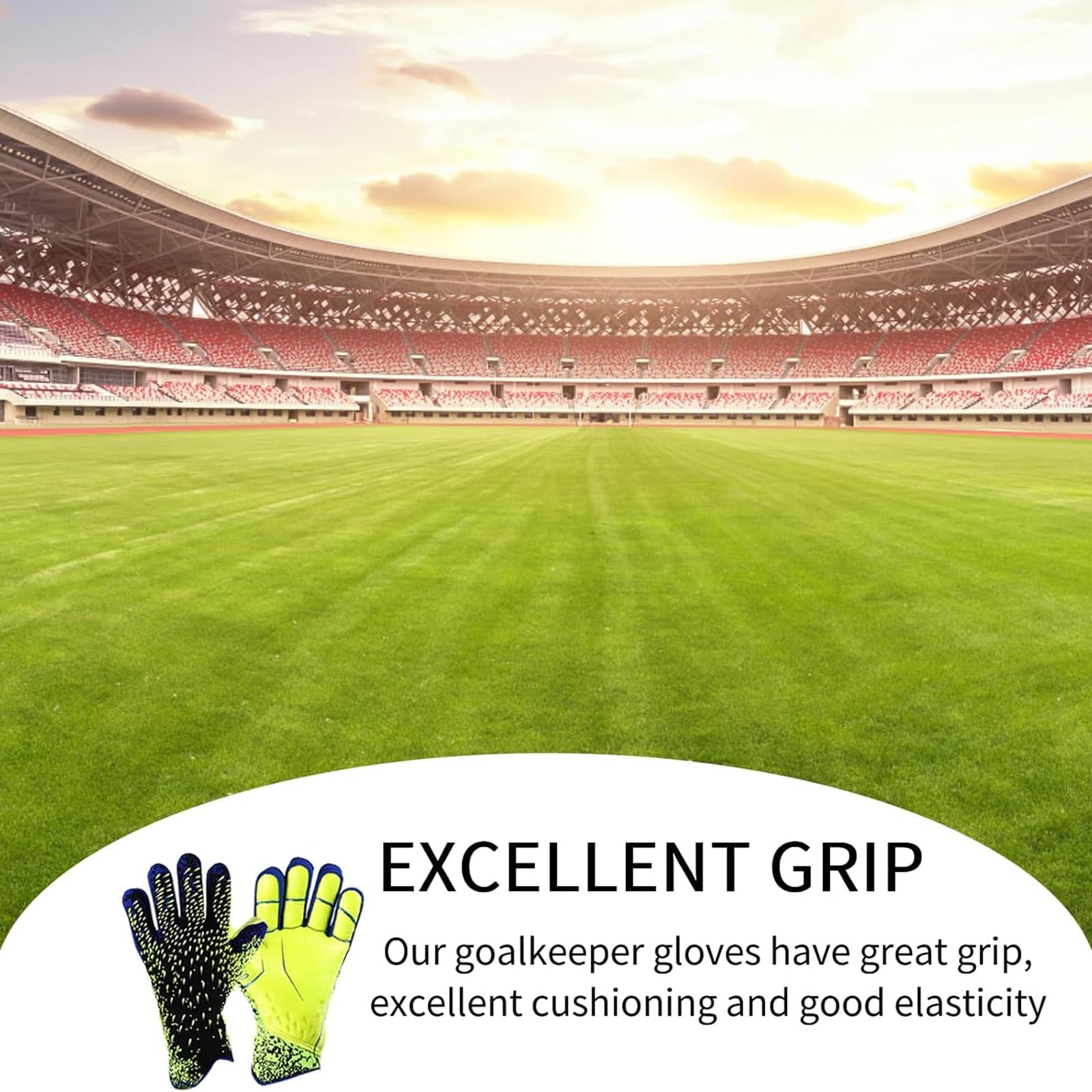 Gants de Gardien de But, Gants de Gardien de But de Football, Gants de Gardien de But Haute Performance, Gants de Football Professionnels Super Grip, for garçons, Enfants, Adultes