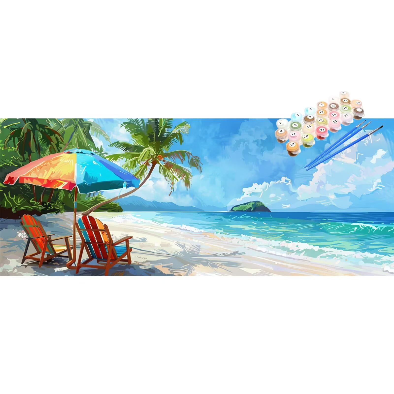 Dipingere con i Numeri Adult Grandi Dimensioni 50x150cm Spiaggia Dipingere con i Numeri Tempo libero Hobby Creativi Adulti Craftoria,Fai da Te Tela Paint by Numbers for Débutant,Decor Regalo, XYY-393