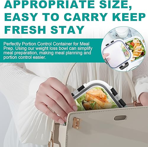Miniatura 7 de Paquete de 3 recipientes bariátricos de preparación de comidas, cuencos de vidrio de 8 onzas para control de porciones, lonchera de vidrio