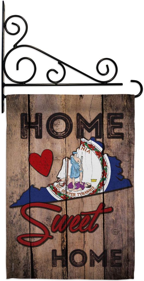 State Virginia Home Sweet Garden Flag Set Wall Holder Americana States USA American Territories Republic Country Particular Area Small Decorative Gift Yard House Banner Made In 13 X 18.5