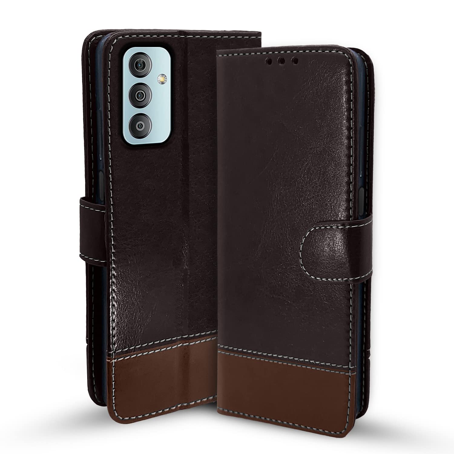 Pikkme Samsung Galaxy F23 5G Flip Cover | Dual-Tone PU Leather Finish | Wallet Style & Stand | Magnetic Flip Case for Samsung Galaxy F23 5G (Coffee & Brown) (B0B9NHVNGR) Amazon Price History, Amazon Price Tracker