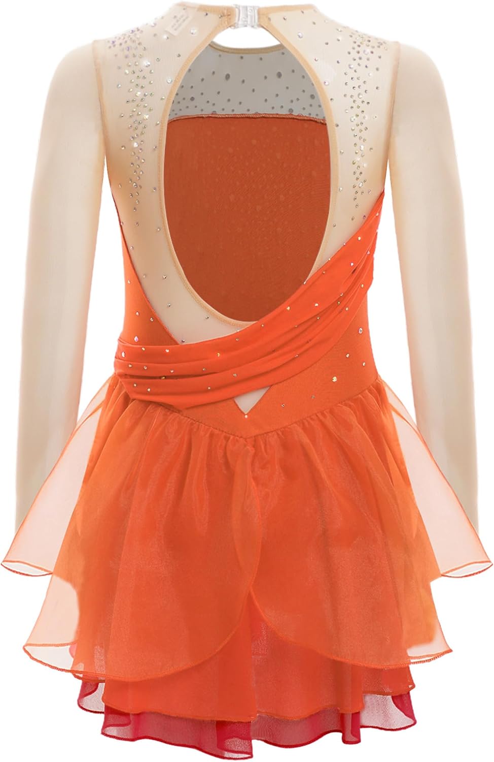 iiniim Kids Girls Sparkle Mesh Splice Figure Ice Skating Dress Ballet Leotard with Tutu Skirt Performance Dancewear